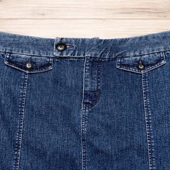 Eddie Bauer Denim Midi Skirt Stretch Blue Jean Skirt Size 12 - Picture 5 of 7